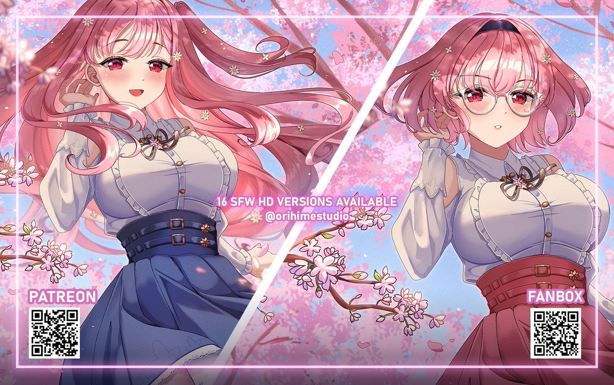 🌸 16 SFW alt versions, include: short hair + glasses + blue skirt + alt expression