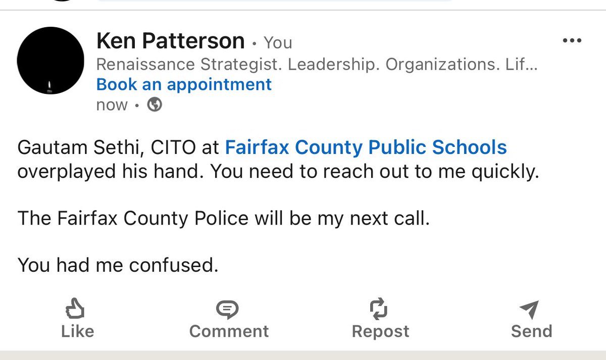 Gautam Sethi has lost his damn mind. 

Call me before <a href="/FairfaxCountyPD/">Fairfax County Police</a> get my call.