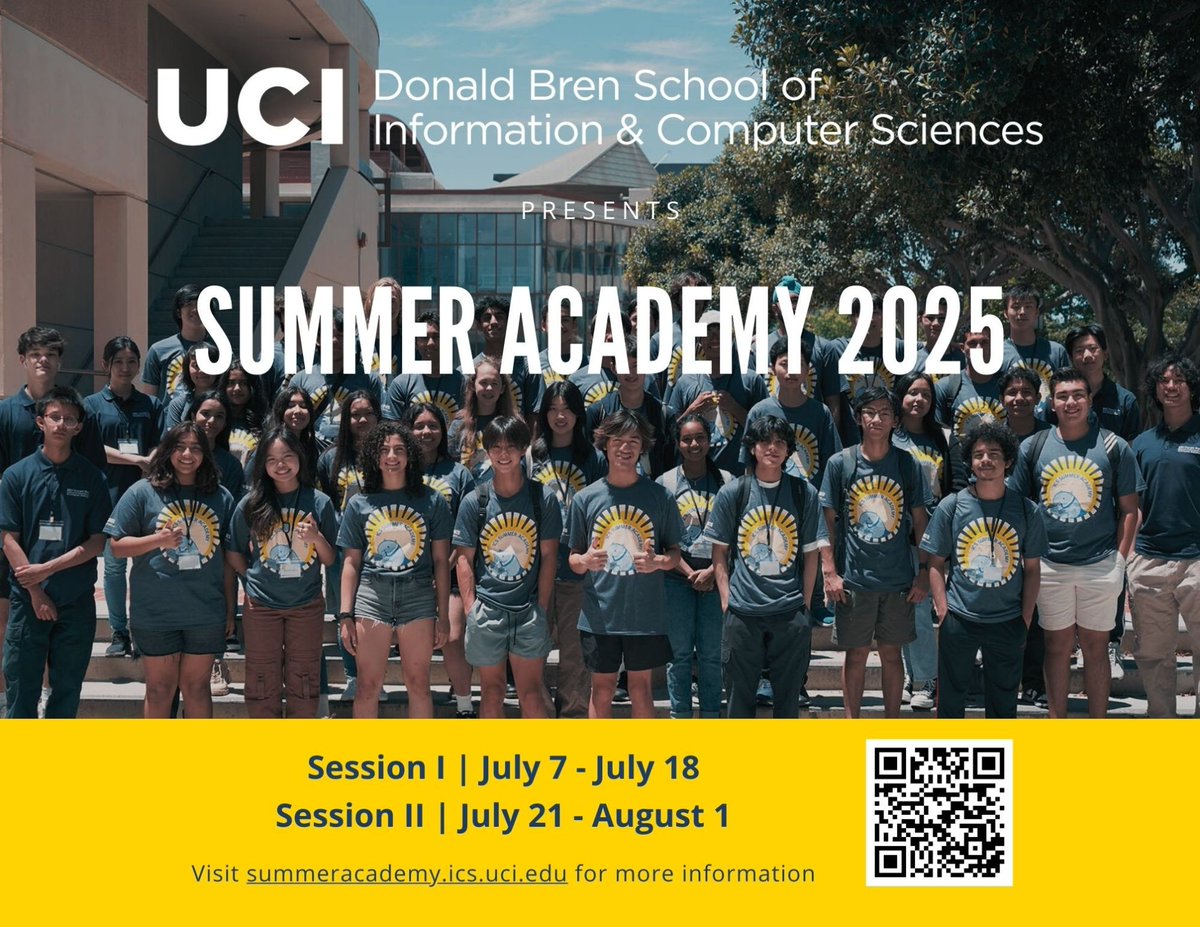 Do you have a high school student looking to get a head start in tech? UC Irvine's ICS Summer Academy 2025 offers hands-on learning in cutting-edge technology fields. 🚀💡

Registration closes March 23rd: summeracademy.ics.uci.edu.

#UCIICS