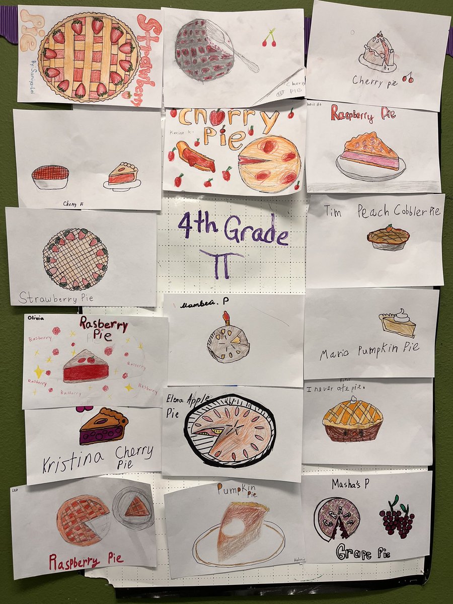 clstward1's tweet image. From Pie to Pi. Our #GCC_Charters @EPIC_academics #4thGrade mathematicians get a peek at the math of circles. (After drawing pies of course) Building their background knowledge for future grade levels!