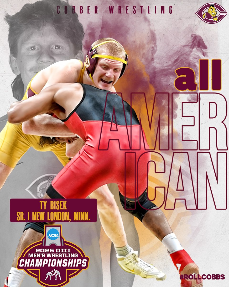 𝗔𝗟𝗟 𝗔𝗠𝗘𝗥𝗜𝗖𝗔𝗡 𝘅 𝟮!
Ty Bisek posts a 14-3 major decision win in the 4th round of the consolation bracket at the NCAA Championship Meet &amp; earns the 2nd All-American honor of his career!
#RollCobbs🌽