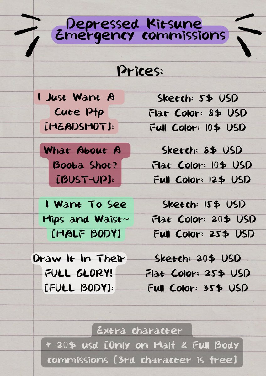 DepKitsune's tweet photo. [RTs are highly appreciated!]

FINALLY!! after a long time im proud and happy to say that im gonna open commissions! :D 

Sooo... now what? :P [Let me draw your oc or husbando right now!]

#art #opencommission #emergencycommission https://t.co/nXFUZSIeqt