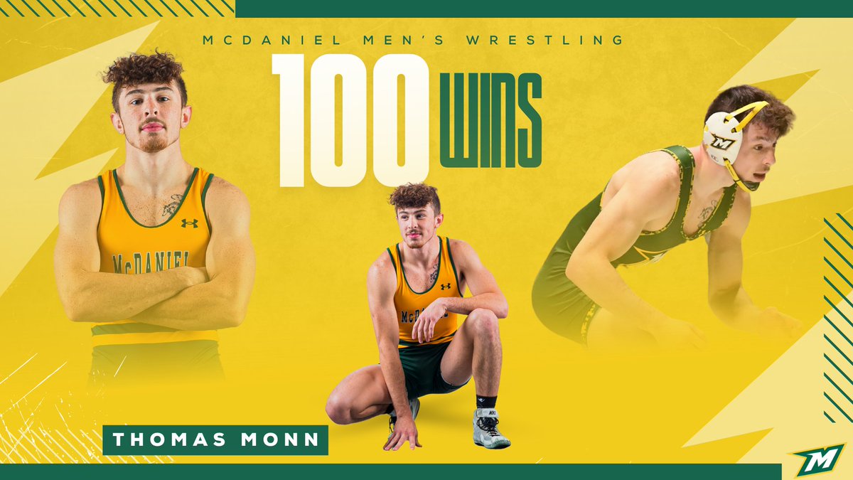 1️⃣0️⃣0️⃣ WINS‼️

With his third win at the <a href="/NCAADIII/">NCAA Division III</a> Championships, <a href="/McDaniel_WRES/">McDaniel College Men's Wrestling</a> junior Thomas Monn is the fourth Green Terror to reach 100. His 100th career win also secured him All-America honors for the second time.

#GetOnTheHill <a href="/d3wrestle/">d3wrestle.com</a>