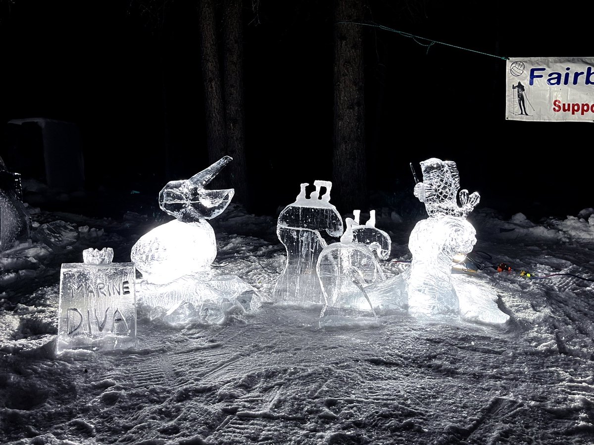 chapin1971's tweet photo. 1/2 Finished pieces at the 2025 Ice Alaska Youth Classic. Find out the winners tonight at 7 pm at the Tanana Valley State Fairgrounds. Good luck to all! #icealaska #YouthClassic #icesculpture @icealaska https://t.co/C9HXqktdmy