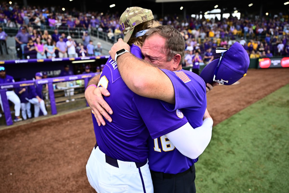 LSUbaseball's tweet photo. Honored to have Sergeant First Class Ross Frey, father of Ethan Frey, as our Soldier Salute this evening!  

SFC Frey served in both the Marine Corps and Army, earning a Purple Heart, Bronze Star, and Meritorious Service Medal. https://t.co/I33156h6kQ