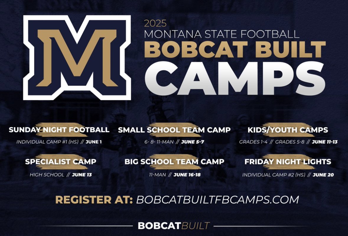 Torgerson Kicking & Punting (@tkptraining) on Twitter photo Kickers | Punters | Snappers entering grades 9-12 (Fall 2025) be sure to get registered for the <a href="/MSUBobcats_FB/">Montana State Football</a> Specialist Camp on June 13th! Our staff <a href="/tkptraining/">Torgerson Kicking & Punting</a> will be providing detailed instruction and helping the MSU staff evaluate the Specialists in attendance! Donโt miss Kickers | Punters | Snappers entering grades 9-12 (Fall 2025) be sure to get registered for the <a href="/MSUBobcats_FB/">Montana State Football</a> Specialist Camp on June 13th! Our staff <a href="/tkptraining/">Torgerson Kicking & Punting</a> will be providing detailed instruction and helping the MSU staff evaluate the Specialists in attendance! Donโt miss