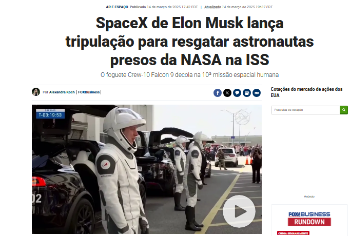 Elon Musk envia foguete para regatar os astronautas que o governo Biden largou na Estação Espacial Internacional.

Enquanto isso, no Bananão, o governo quer saber "quem s*caneou as galinhas".

É um confronto desigual.