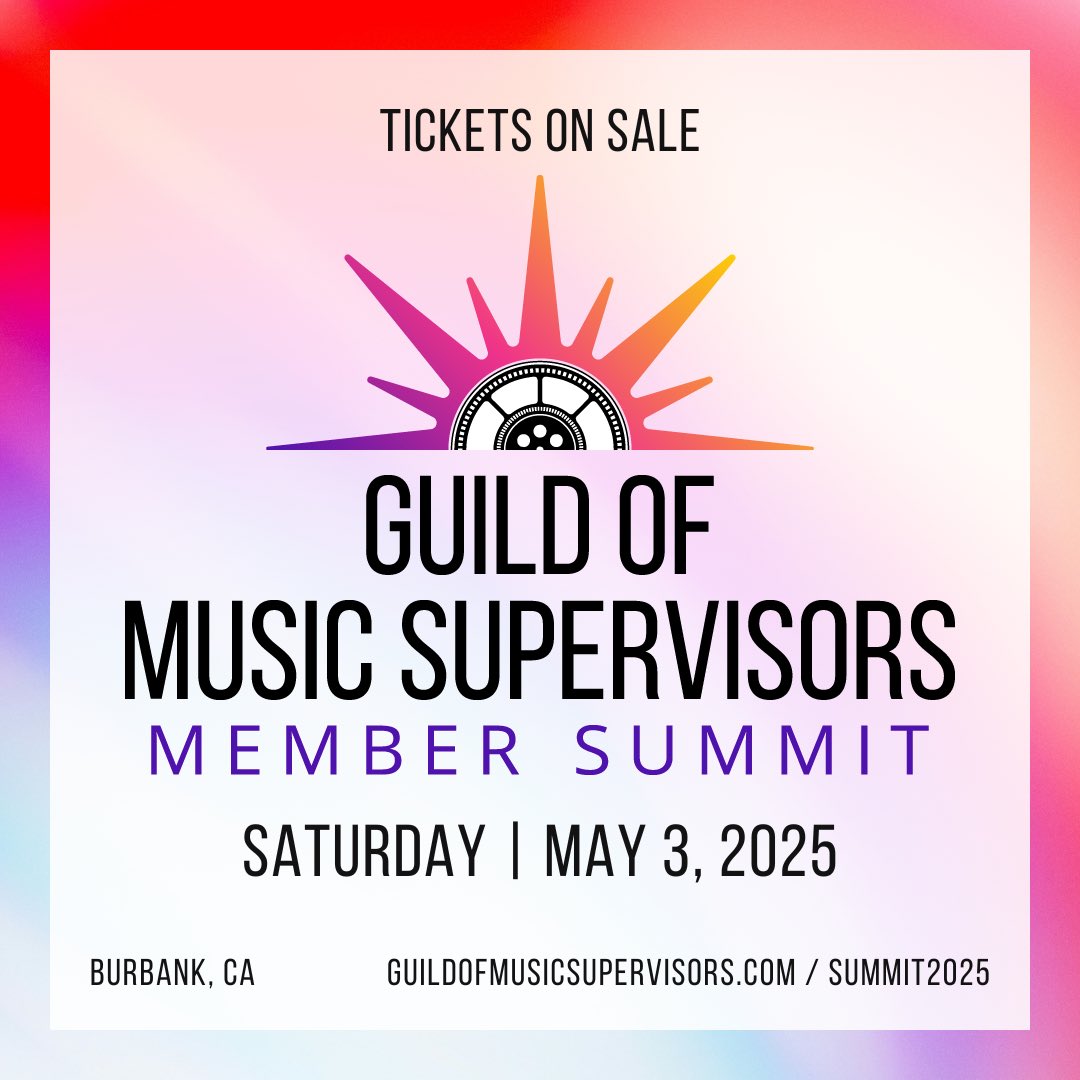 🗣️ Calling all GMS Members!!! Register today for the 2nd annual Member Summit today! 

This is a half-day event to provide support, knowledge, and tools music supervisors can use to form better business habits, gain new skills, and encourage networking. 

Guildofmusicsupervisors.com/summit2025