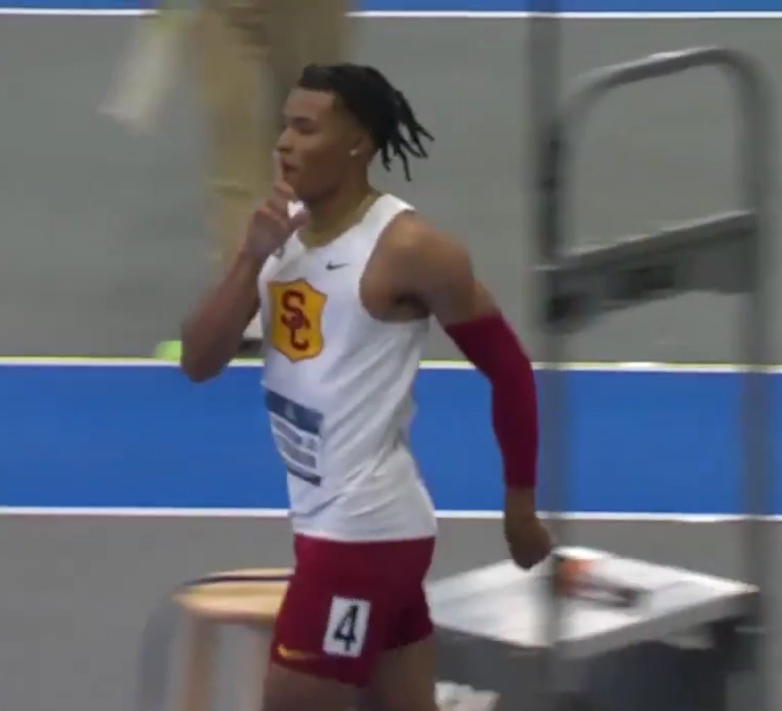 MBESportHQ's tweet photo. ๐ฅ Menโs 60m prelims at the NCAA Indoor Championships! USC's Chrstyn John Stevenson and Arkansas's Jordan Anthony have advanced with impressive times of 6.46 and 6.47, respectively. Who do you think will take the title? ๐โโ๏ธ๐ฅ #NCAAIndoor #TrackAndField #60mSprint #NCAATracking https://t.co/Vgd2k9jYJa