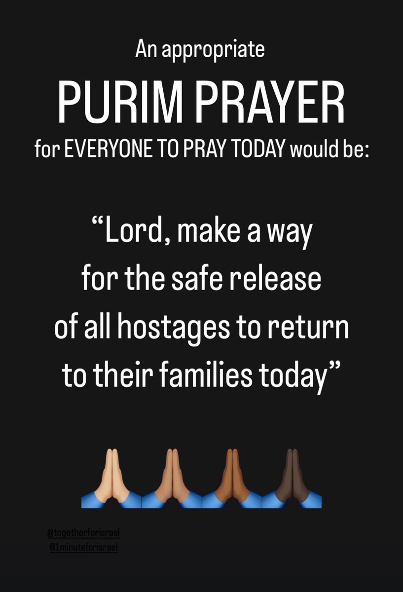 Together4Israel's tweet photo. Today is Purim-where Jewish people around the world celebrate how the Lord saved them from annihilation because of Haman’s diabolical decree recorded in the book of Esther.  The spirit of Haman is alive &amp; well &amp; the Lord is looking for the Esthers &amp; Mordechais of our day to arise https://t.co/f4PZUw7ynS
