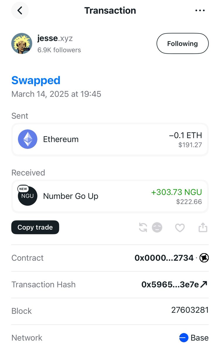 Number Go Intern (@numbergointern) on Twitter photo I’ve heard Base traders love copy trading.
Hello <a href="/jessepollak/">jesse.base.eth</a> 👀
We see you playing the game, welcome to the farm🥔🔥 I’ve heard Base traders love copy trading.
Hello <a href="/jessepollak/">jesse.base.eth</a> 👀
We see you playing the game, welcome to the farm🥔🔥