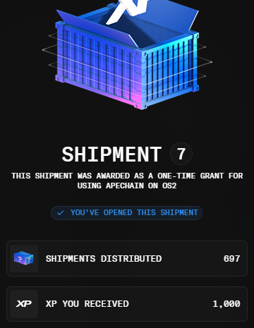 HodlNFT1K's tweet photo. Attention ApeChain NFT traders! 🚀 If you're trading on OpenSea2 (OS2), don’t forget to open your OpenSea boxes to earn XP! 📦✨ More XP means more rewards—so keep collecting and keep trading! 🔥 

#OpenSea2 #OS2 #ApeChain #NFTs https://t.co/0PuVrPE0kS