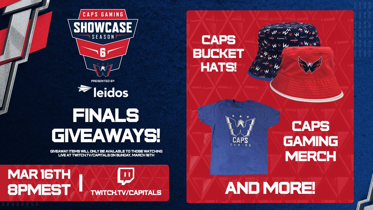 Caps Gaming (@capsgaming) on Twitter photo The Caps Gaming Showcase Season 6 Finals are TOMORROW between the top 2 teams: <a href="/TheUnderdogsNHL/">The Underdogs</a> and <a href="/NationalsNHL_/">NationalsNHL</a>
A winner will be crowned, but you can be a winner too! Tune in to twitch.tv/capitals tomorrow at 8pm EST in order to be eligible for our special Finals The Caps Gaming Showcase Season 6 Finals are TOMORROW between the top 2 teams: <a href="/TheUnderdogsNHL/">The Underdogs</a> and <a href="/NationalsNHL_/">NationalsNHL</a>
A winner will be crowned, but you can be a winner too! Tune in to twitch.tv/capitals tomorrow at 8pm EST in order to be eligible for our special Finals