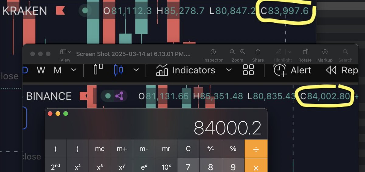 FieldNas's tweet photo. If you interpolate Binance &amp; Kraken it's within 20 cents.  @JoshMandell6 https://t.co/CYlFGmrcNI
