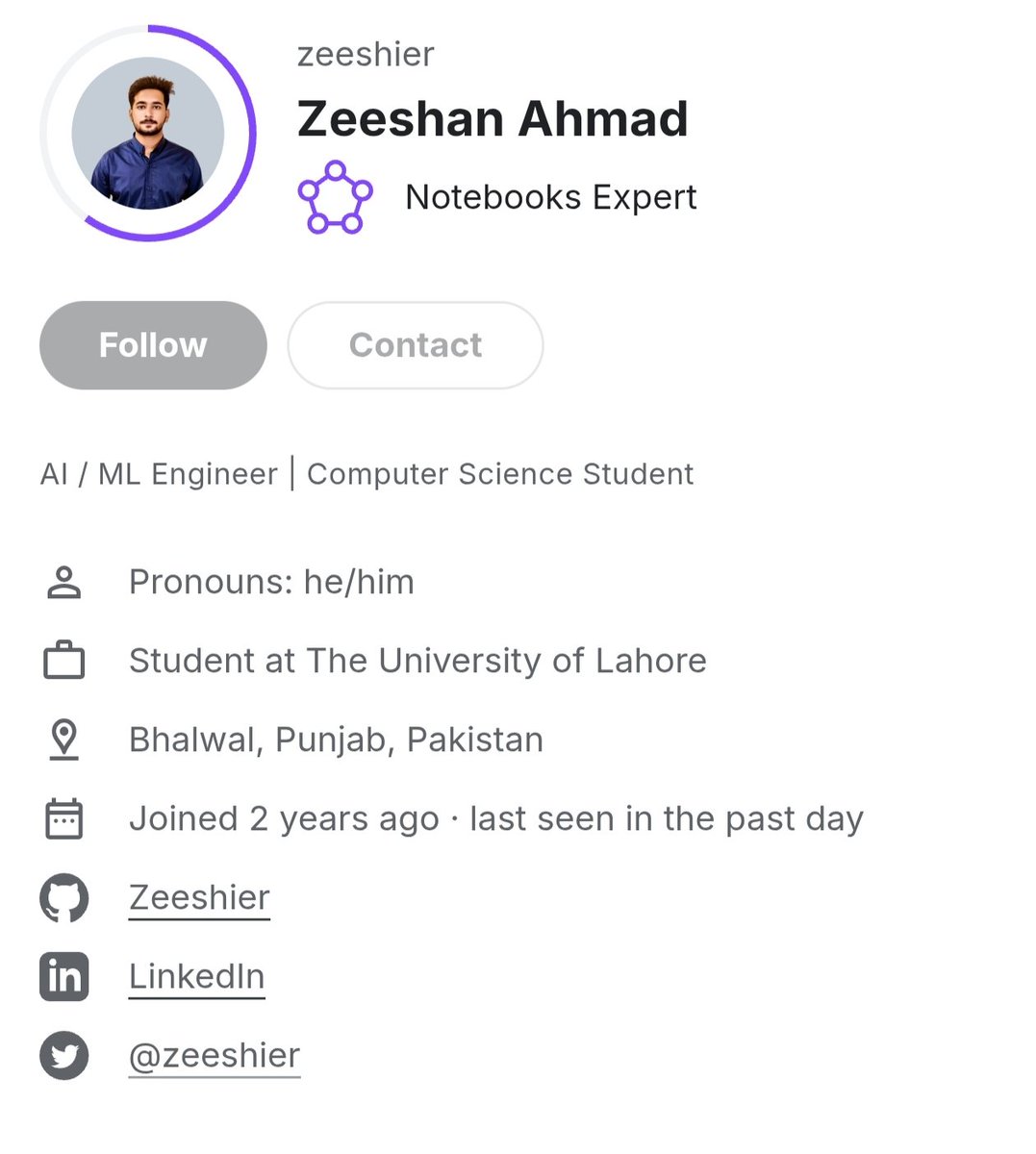 zeeshier's tweet photo. 🚀 Exciting News!

I've officially become a Kaggle Notebook Expert! 🏆📊

Big thanks to the Kaggle community for the support &amp; feedback. Excited to keep sharing insights on ML, Data Science, and NLP!

#Kaggle #MachineLearning  #DataScience #DeepLearning #Python https://t.co/GYml6EHtPL