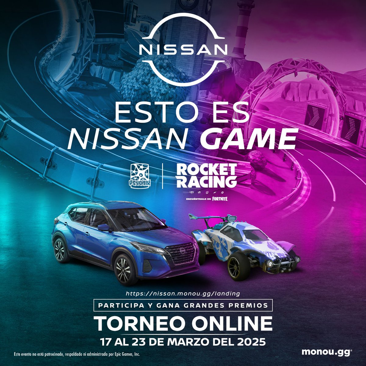 ¡Esto es Nissan Game llega a Ecuador! El torneo más épico de Rocket Racing, donde los mejores pilotos del país competirán por grandes premios, como un Kit Racing y más. ¡Recuerda que tú también puedes ser parte! Tienes hasta el 16 de marzo para inscribirte, en