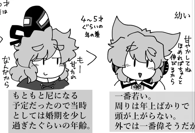 みことじ年齢差は神子ちん小学1年生のとき屠自古が5年か6年って感じでお姉さんだといいな。小学1年から見た時の5年6年生って結構遠い感じする。兄弟居ればまた違うかもだけど。 
