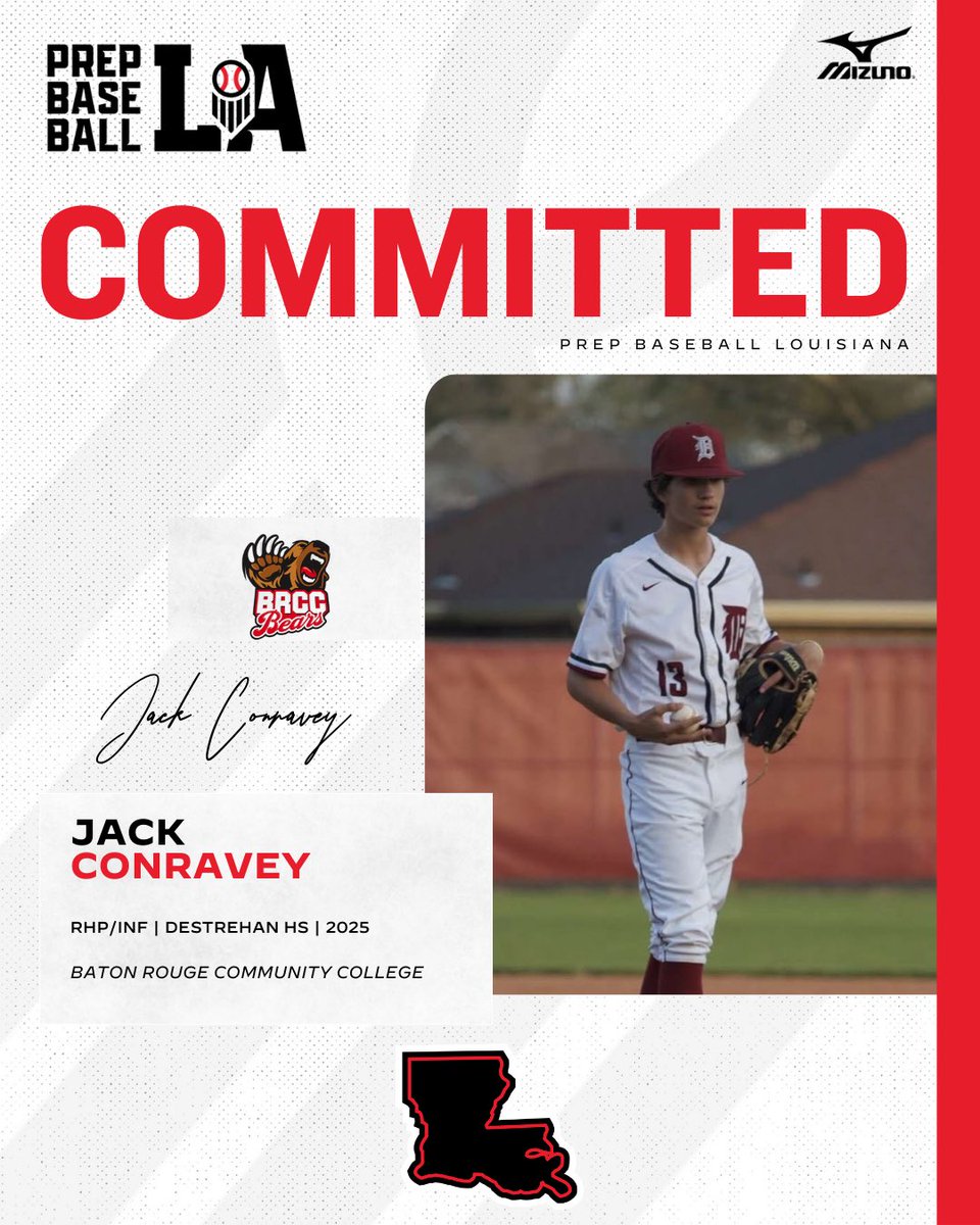 Prep Baseball Louisiana (@prepbaseballla) on Twitter photo Congratulations to 2025 Jack Conravey (Destrehan HS) on his commitment to Baton Rouge Community College. #BeSeen
<a href="/AlexArmandPBR/">Alex Armand</a> | <a href="/Tyler__Leary/">Tyler Leary</a>
👤 loom.ly/al0XS0E Congratulations to 2025 Jack Conravey (Destrehan HS) on his commitment to Baton Rouge Community College. #BeSeen
<a href="/AlexArmandPBR/">Alex Armand</a> | <a href="/Tyler__Leary/">Tyler Leary</a>
👤 loom.ly/al0XS0E