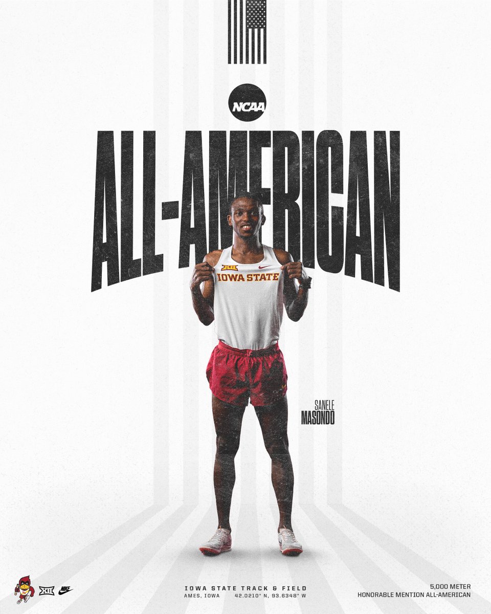 Sanele Masondo picks up Honorable Mention All-America in his first NCAA Indoor Championships appearance, his fourth All-America honor through T&amp;F and XC.

#CycloneSZN