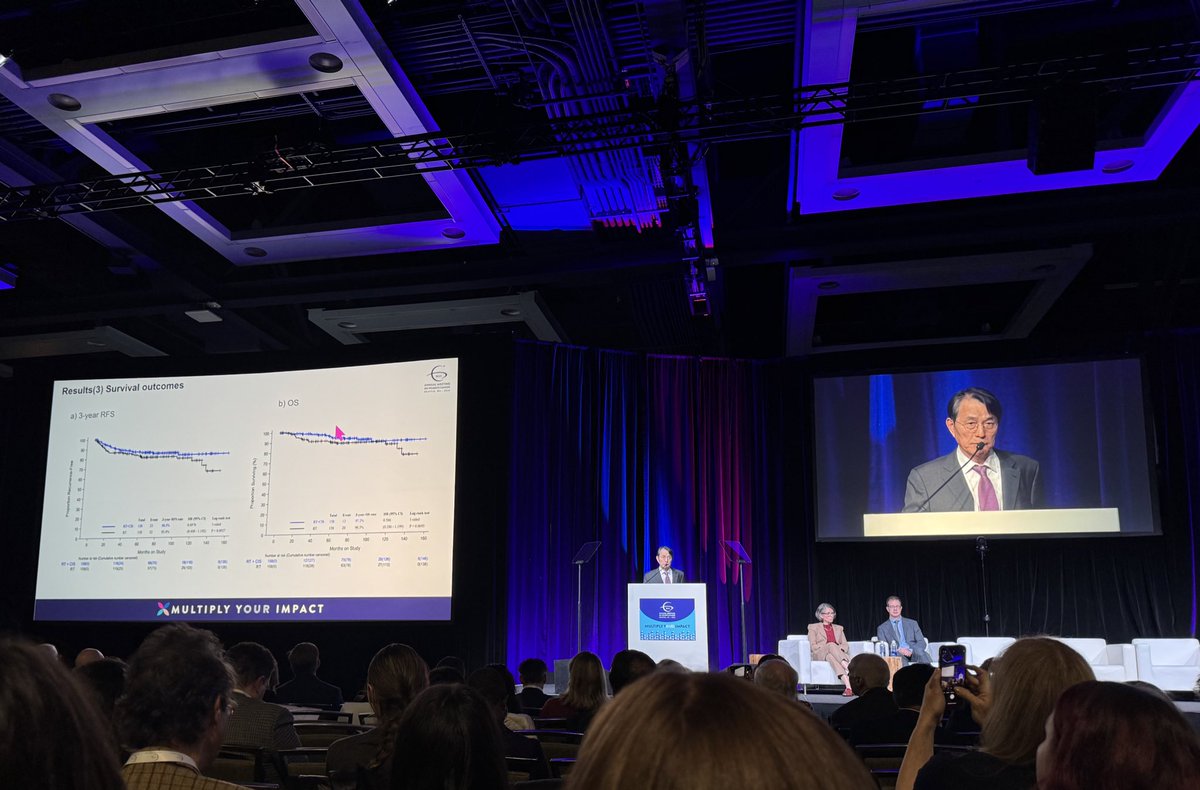 🧬Dr. Sang Young Ryu with results from GOG263-no OS benefit with the addition of cisplatin to adjuvant RT for patients meeting Sedlis criteria after Radical hysterectomy for early stage cervix cancer. Increased grade 3/4 AE’s with the addition of cisplatin! <a href="/SGO_org/">SGO</a> <a href="/NRGonc/">NRG Oncology</a>