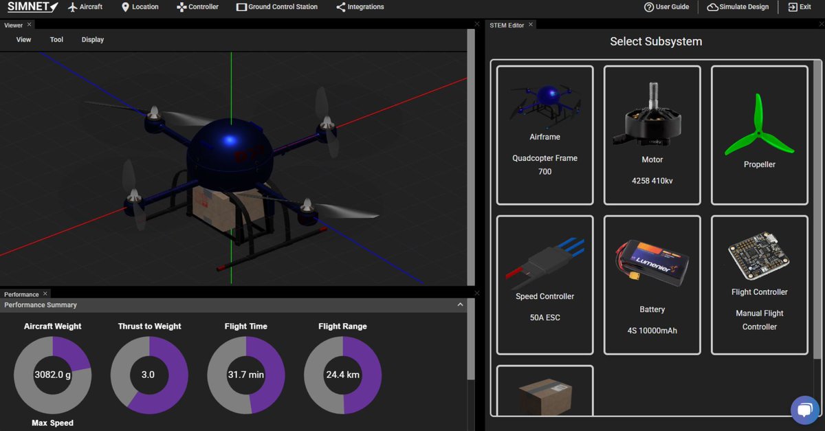 SIMNET_aero's tweet image. SIMNET #STEM is a web-based drone design platform for students to explore #AerospaceEngineering. Design & fly drones in a virtual lab with missions like FPV racing, aerial photography, search & rescue ops and delivery. Gain pilot skills & compete in challenges! 🎮🛸 #simnet