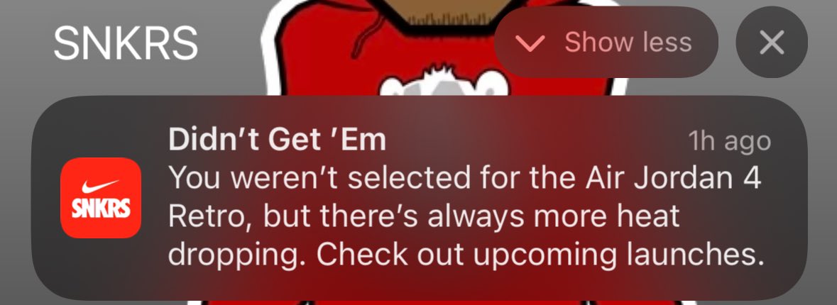 King_LA's tweet photo. SNKRS app sure does know how to ruin your day by telling you 10 different ways you took an L on the same entry… 🤦🏾‍♂️ https://t.co/Rg1gL0pQ2y