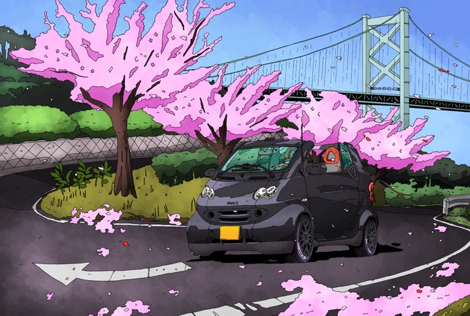 オーダーイラストで見る北九州の町#北九州 #カーイラスト #アルファロメオ #FIAT 