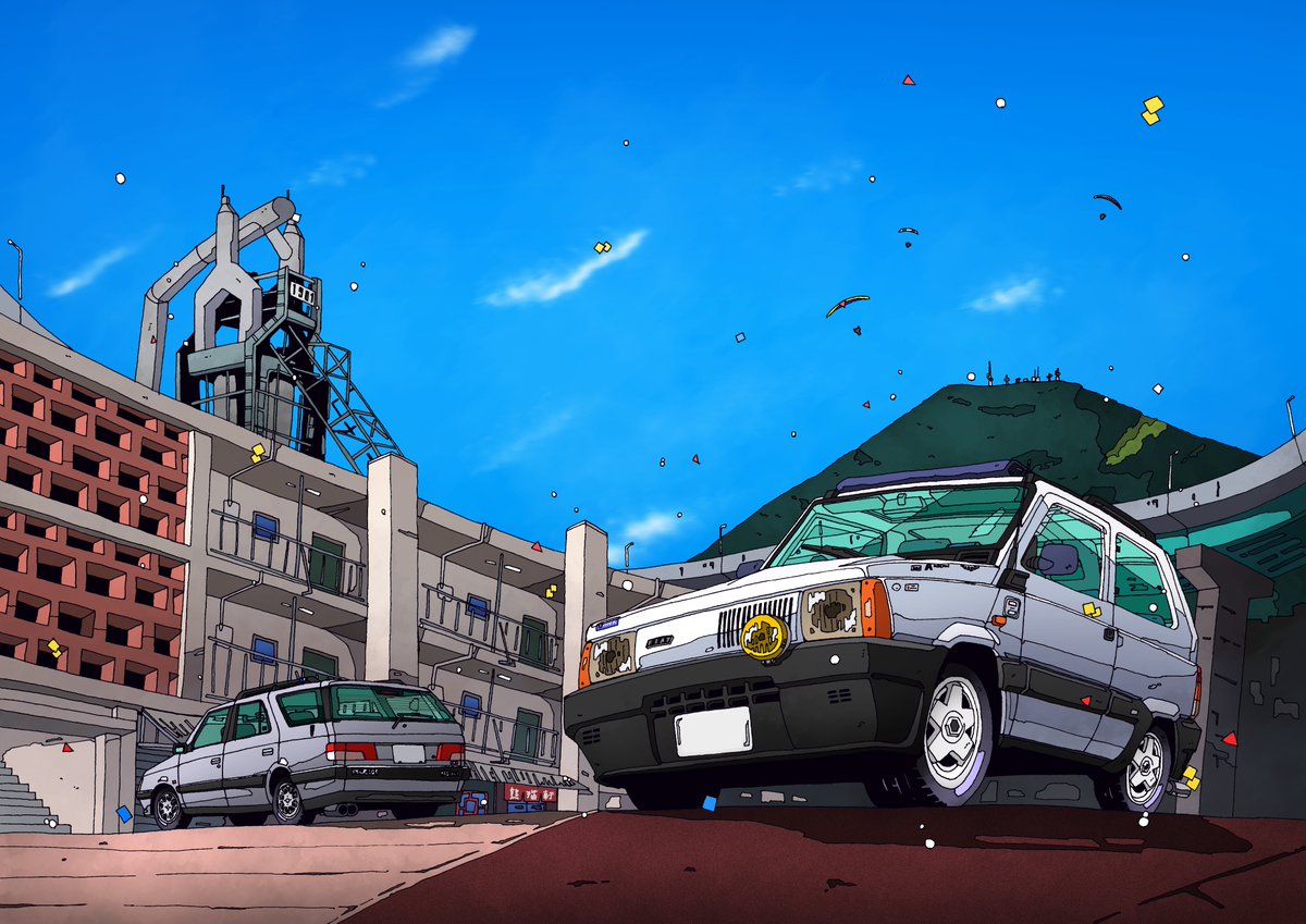 「オーダーイラストで見る北九州の町#北九州 #カーイラスト #アルファロメオ #F」|ヴォルフのイラスト