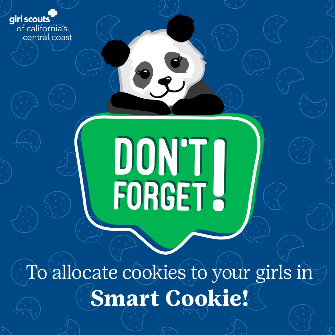 Troop leaders, don’t forget to allocate cookies to your girls in Smart Cookies! 🍪📲 

#CookieSeason #SmartCookies