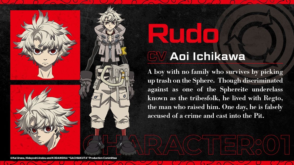 ◇━━━━━━━
Character Introduction
　━━━━━━━◆

■Rudo (CV: Aoi Ichikawa)

A boy with no family who survives by picking up trash on the Sphere. Though discriminated against as one of the Sphereite underclass known as the tribesfolk, he lived with Regto, the man who