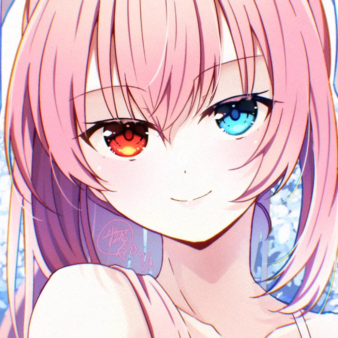 赤い瞳。下のライト部分は黄色やオレンジなどにするの結構好きだったりする。ボクはキャラのメインカラーとかで目の追加配色選んだりしてて、レイアだと瞳孔上のライトを赤にしたり、キャラによっては下のライトをメインカラーにする事も。いい例が緑の瞳でもピンク入れてるやつかな。 