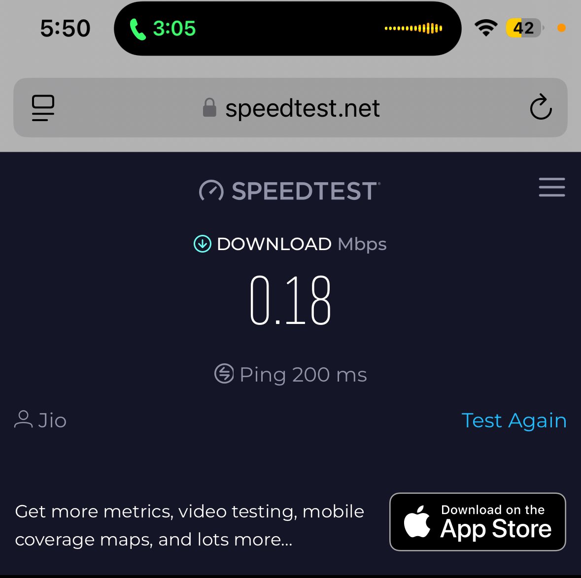 ajaystwit's tweet photo. Speed I am getting for 100mbps connection of @JIOAIRFIBERIN. No response or resolution at @JioCare. Speed improves slightly after calling customer care, which reflects some scam. #jioscam https://t.co/l92MmjUs33