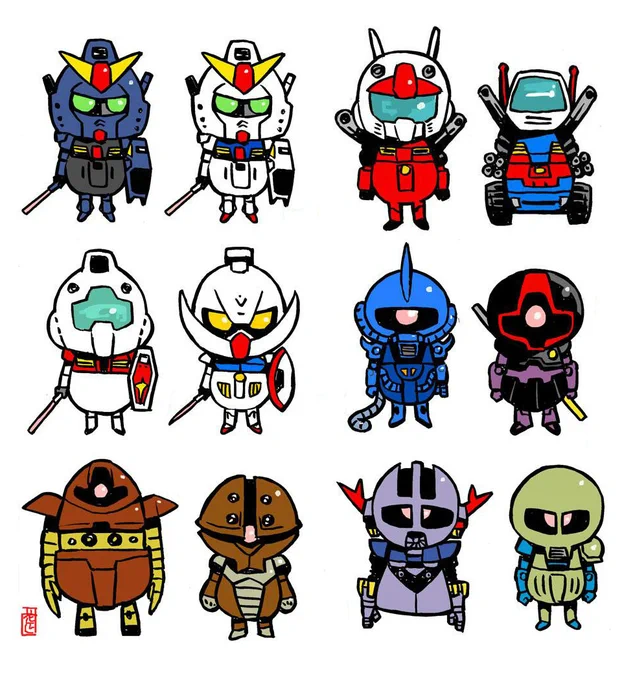 #みんなでデフォルメ絵をあげて幸せな気分になろうガンダムやらザブングルやら北斗やらダイナミックやらハヤオやらタツノコやら 
