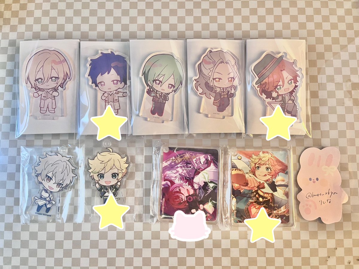 bouro_rkyn's tweet photo. 交換/譲渡  あんスタ アニカフェ スタフォ二 キッチンカー コースター 特典 ステッカー アクスタ 缶バッジ コロッタ

譲⋯英智 渉 弓弦 千秋 藍良 巽 凪砂 燐音 敬人 なずな 創 晃牙 夏目 宙 司 泉 嵐 斑

求⋯定価+送料  or  一彩(ステッカー,特典,コロッタのみ)

⬇️ https://t.co/jnlRsJcQY8