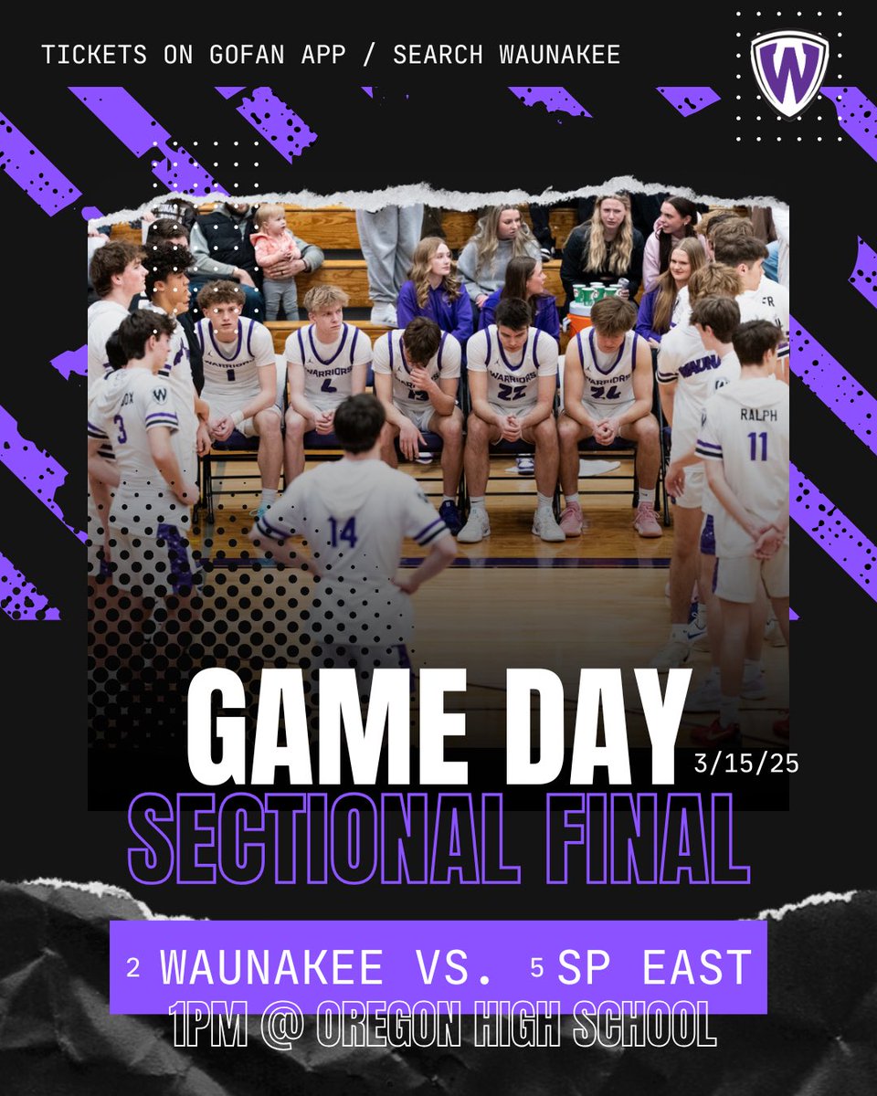 Ticket sales CLOSE at 9am. Tickets can be purchased via GOFAN app by searching up Waunakee. GO WARRIORS!!!