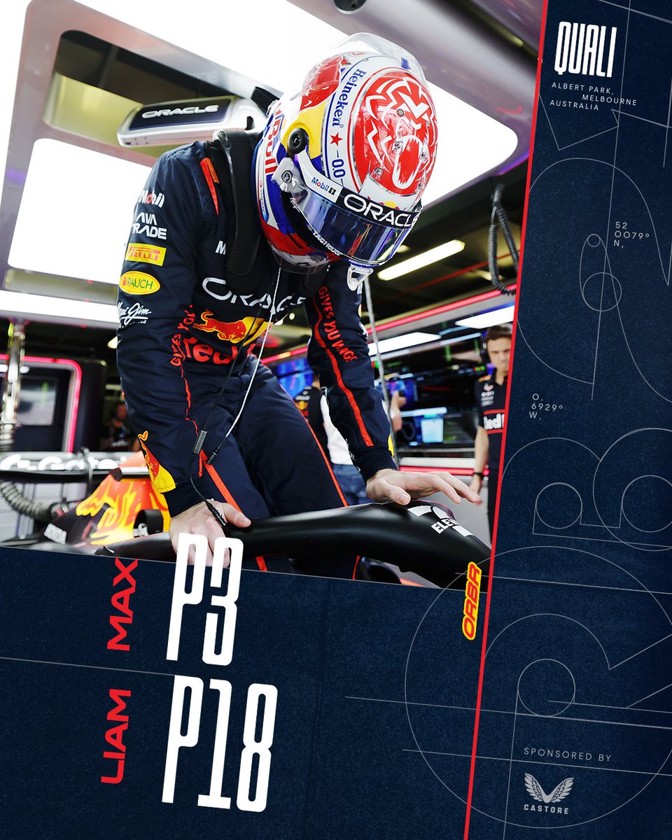 redbullracing's tweet image. Quali complete! Max secures P3 with a strong performance 👏

Liam faces a tough P18 after a challenging session, missing crucial practice in FP3. But we’re ready to come back stronger! 💪

#F1 || #AusGP
