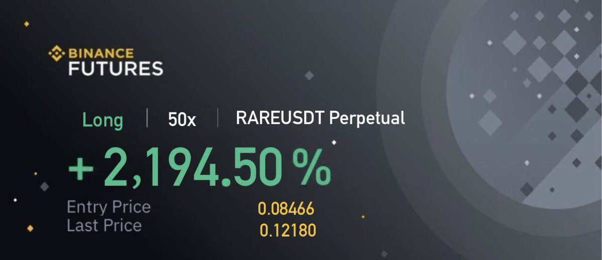 lissy_crypto's tweet photo. #RAREUSDT

Entry: 0.0846

Target 1: 0.0875✅
Target 2: 0.0903✅
Target 3: 0.0938✅
Target 4: 0.0967✅
Target 5: 0.0993✅
Target 6: 0.1021✅

#bitcoin #crypto #BTC #ETH #altcoin #trading #signal #copytrading #cryptosignal $RARE #RARE
https://t.co/r4XNPfCn2b https://t.co/FotqQCgCFl