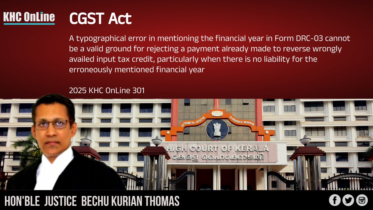 khconline1's tweet image. #CGSTAct #DRC03 #TypographicalError #InputTaxCredit #TaxPayment #NoLiability #LegalTechnicality #TaxCompliance