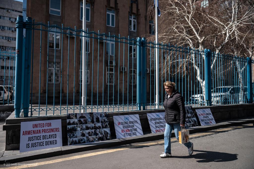 David Ghahramanyan (@davidphotograp6) on Twitter photo Protest action near the <a href="/UN/">United Nations</a> office in Yerevan. The participants of the action demand that UN representatives familiarize themselves with the conditions of detention of the "accused" on site, participate in the trials, and do everything in their power to release the Armenian #pows Protest action near the <a href="/UN/">United Nations</a> office in Yerevan. The participants of the action demand that UN representatives familiarize themselves with the conditions of detention of the "accused" on site, participate in the trials, and do everything in their power to release the Armenian #pows