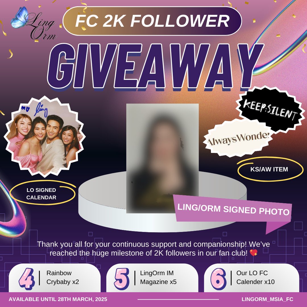 LingOrmMlyHouse's tweet photo. To celebrate our fanclub reaching 2K followers, we’re hosting a small luckydraw to thank all of you for your continued support!

🎉 The rules are super simple 🎉
Just place an order for the specified product on Shopee, and we’ll randomly select lucky winners from the list of buyers! 🎁
All proceeds will go towards future fan support activities 🌟

How to participate:
1️⃣ Place an order for the specified product on Shopee
https://t.co/Vv4wQYXTvK

2️⃣ Follow our Instagram account [LingOrm_Msia_FC]
https://t.co/2x4U2m1wUy

3️⃣ Follow LingOrm’s Instagram account [linglingkwong/orm.kornnaphat]

Join us in celebrating this special milestone and let’s make more exciting fan activities happen together!

Thank you all for your support and love! 💖
Good luck to everyone! 🍀
