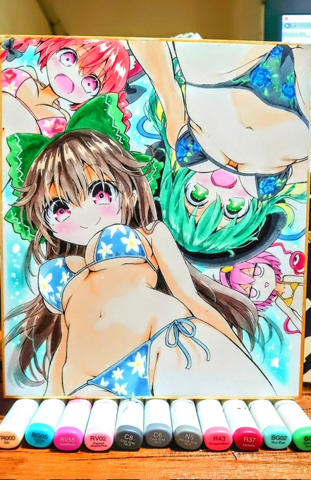 アナログ東方絵 地霊殿組(水着)
