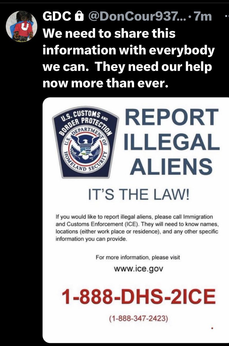 John_FKJR1's tweet photo. As an #AmericanCitizen it is your #ConstitutionalDuty to report any form of #IllegalAliens
#OperatorsStandingBy https://t.co/7oUoiUevdB