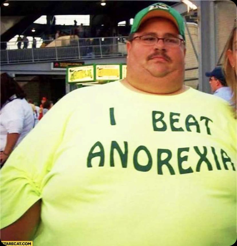 JohnJohnson6854's tweet photo. Brother In-Law beat anorexia. Now he’s obese pick a struggle fatass https://t.co/vGra0KuBrF