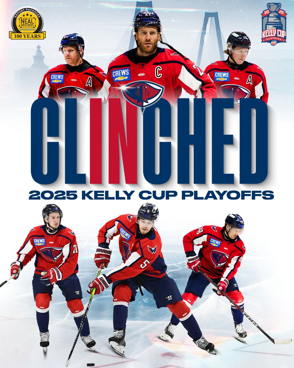 CLINCHED.

Playoff hockey is back in the Lowcountry.

🗞️ bit.ly/4iwyjLc | #Quest4Kelly | #RaysIt