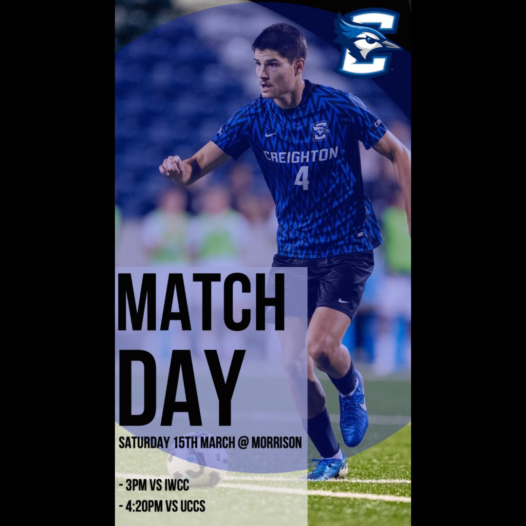 Creighton Men’s Soccer (@creightonmsoc) on Twitter photo Join us tomorrow for a day of games!
We play two games:
3PM vs <a href="/ReiverSoccer/">IWCC Men's Soccer</a>
4.20 vs <a href="/uccsmsoccer/">UCCS Men's Soccer</a>
Following our games IWCC will play UCCS to complete the day!
#GoJays Join us tomorrow for a day of games!
We play two games:
3PM vs <a href="/ReiverSoccer/">IWCC Men's Soccer</a>
4.20 vs <a href="/uccsmsoccer/">UCCS Men's Soccer</a>
Following our games IWCC will play UCCS to complete the day!
#GoJays