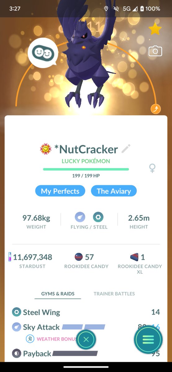 Chromeskooter's tweet photo. Took a lil while, but we got there. CP2811 #corviknight #level51 #bestbuddy #birbpokemons https://t.co/uVA4cgoq1v