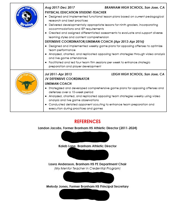 Now that it’s about to be March 15th, I am formally opening up my search to coach at a high school next season. Open to coordinating, position coach, or consult.

I will have my Single-Subject credential in hand by 06/01 in Physical Education.

Open to relocating to any CA county
