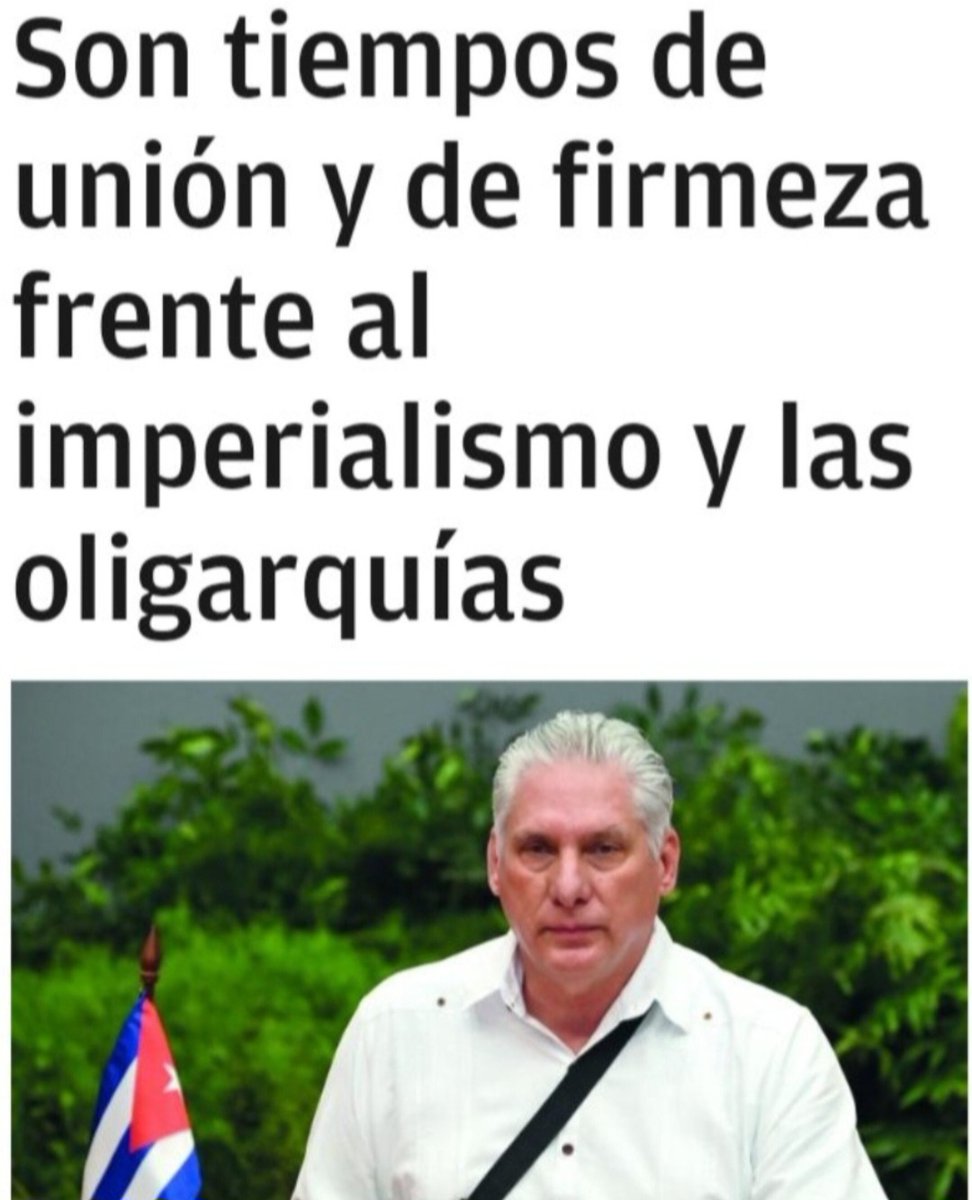 Son tiempos de unión y de firmeza frente al imperialismo y las oligarquías.
<a href="/DiazCanelB/">Miguel Díaz-Canel Bermúdez</a> 
#CubaVencerá