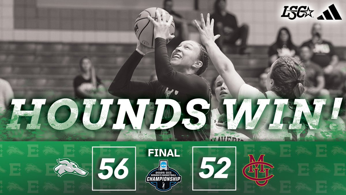 GREYHOUNDS WIN!!!

Eastern wins first ever national tournament game with a 56-52 win over #22 Colorado Mesa. ENMU moves on to play #1 Texas Woman's tomorrow night at 6:30 p.m. (MST)

#ENMU #ALLIN