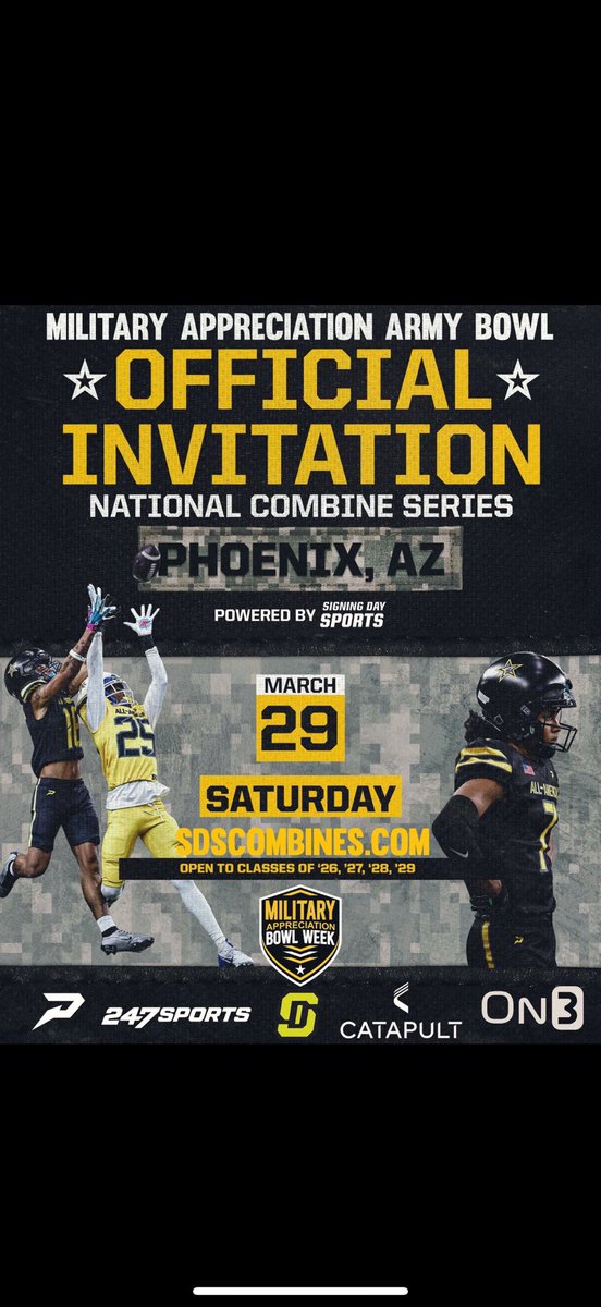Thank you for the invite <a href="/USArmyBowl/">Military Appreciation Bowl Week</a>! Extremely blessed 🙏